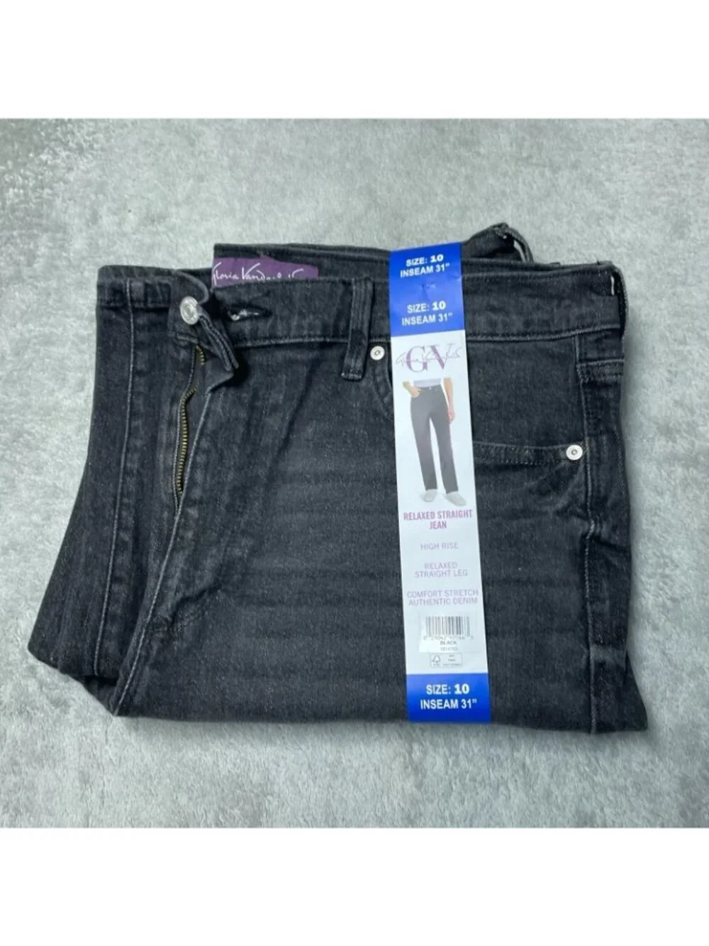 NWT Gloria Vanderbilt Women's 14 Amanda Relaxed Straight Jeans High Grey  F1213